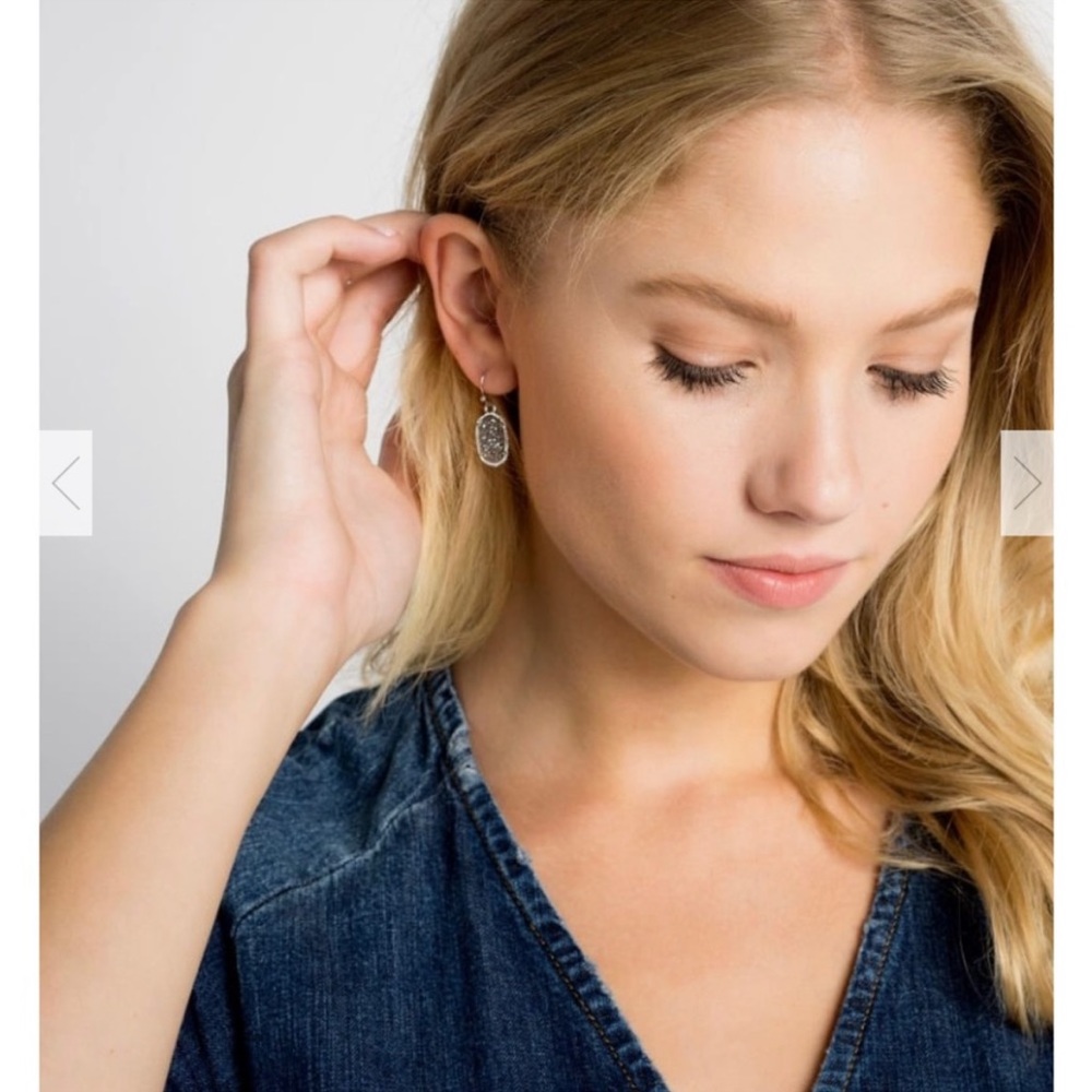 Kendra Scott Lee Silver Earrings In Platinum Drusy